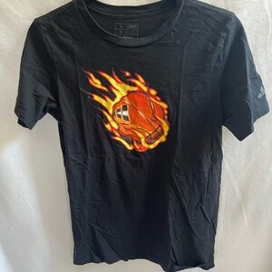 Adidas Boys Black T-Shirt with Flaming Basketball Graphic